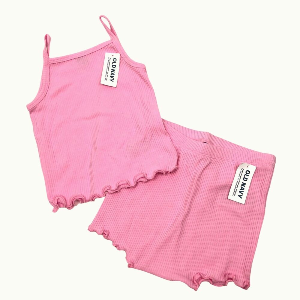 NEW Old Navy Baby Girl 18-24 Months Rib Knit Pink Tank Top Bloomers Outfit Set